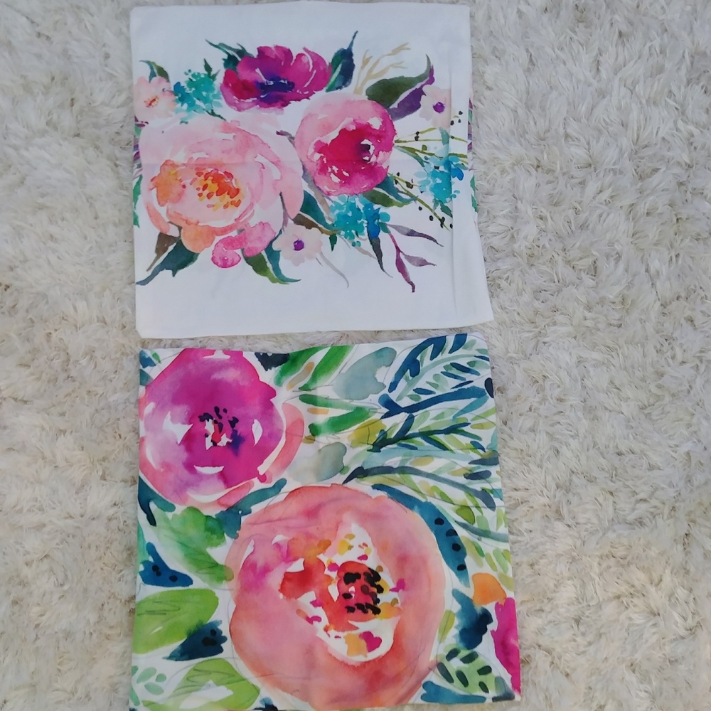 2 Watercolor Floral Pillowcases